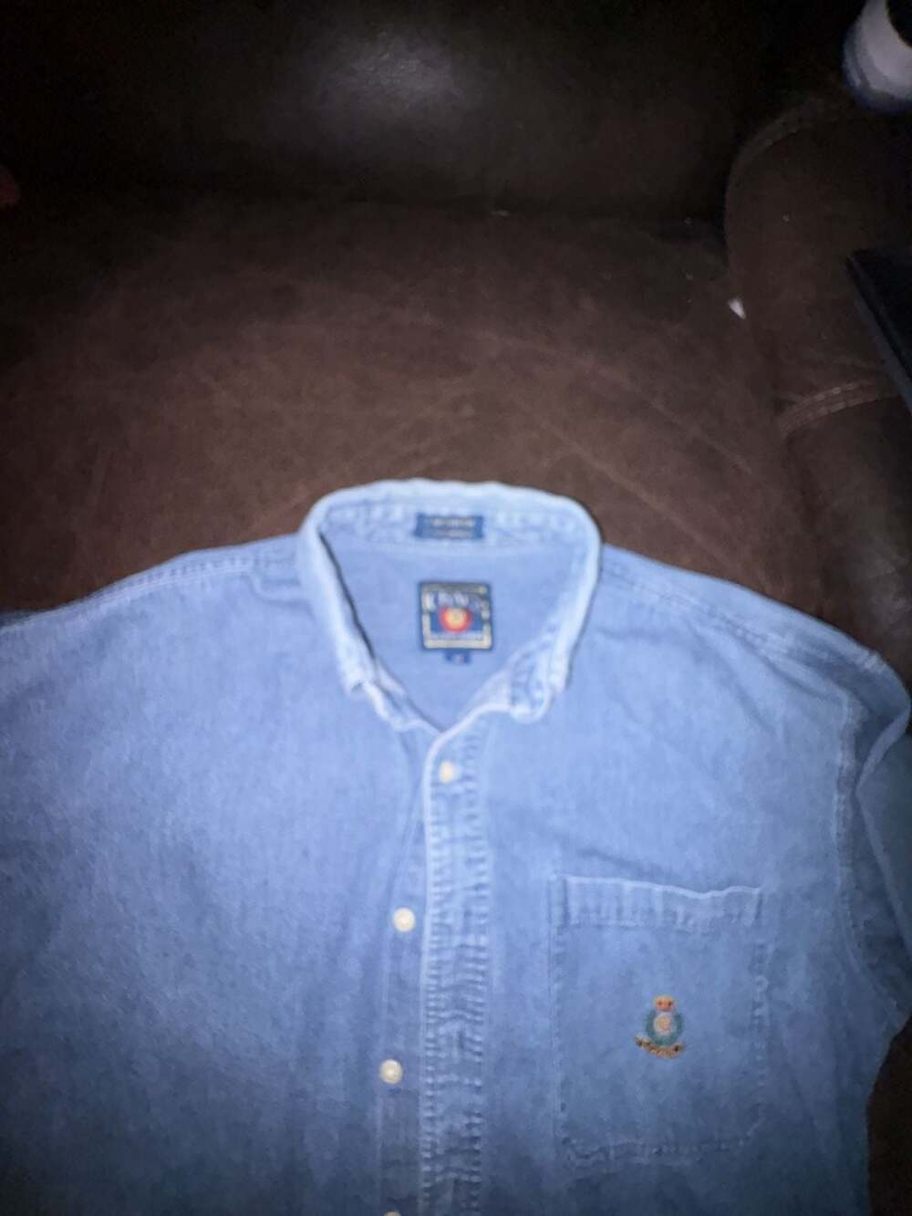 Chaps Ralph Lauren Denim Shirt Blue Crest Long Sleeve Button Down